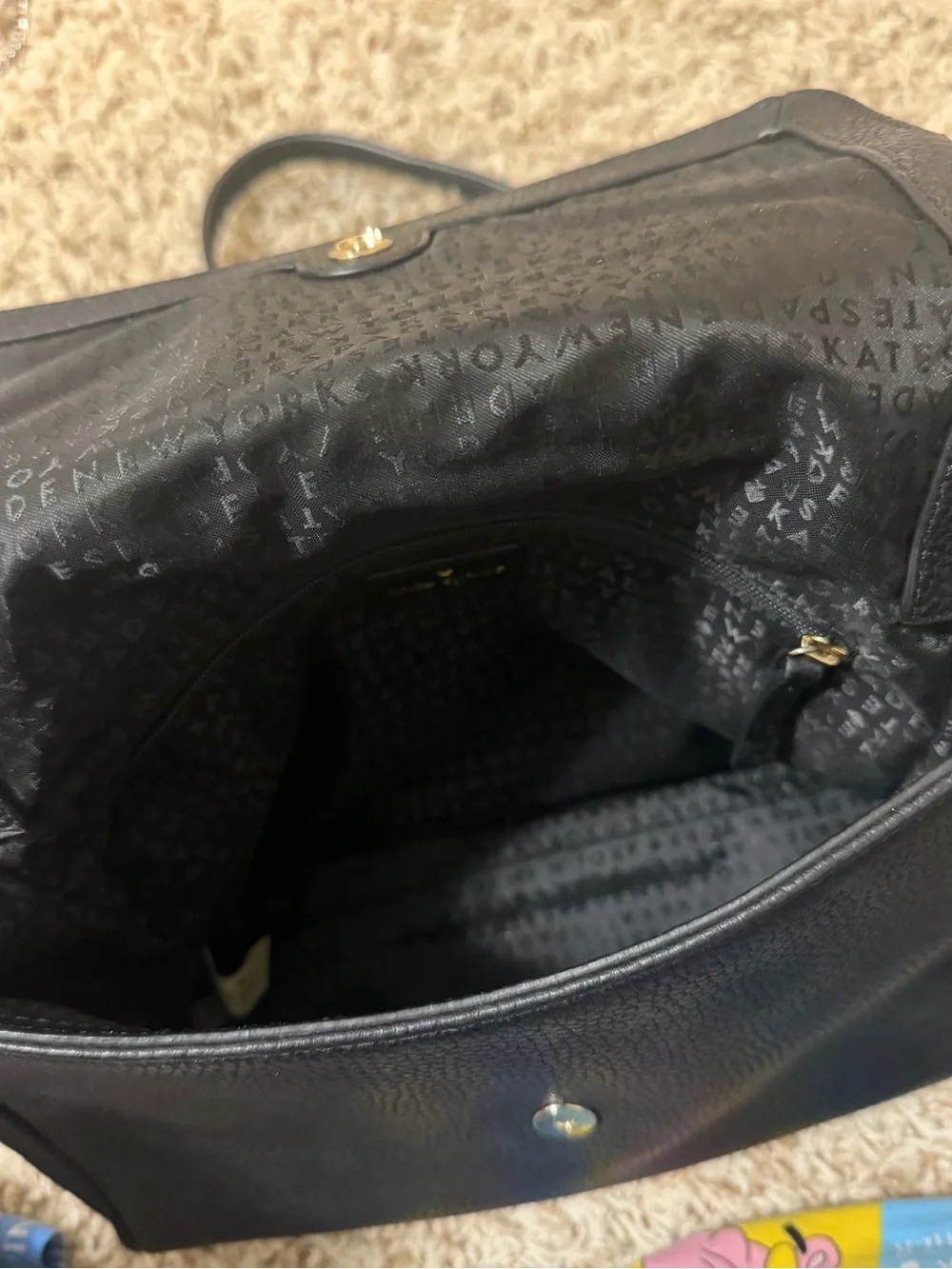 kate spade Black Pebbled Leather Crossbody with Gold Hardware